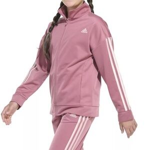 Adidas Girls Full Zip Front Track Jacket Mauve Size 14 NWT Lightweight Fall